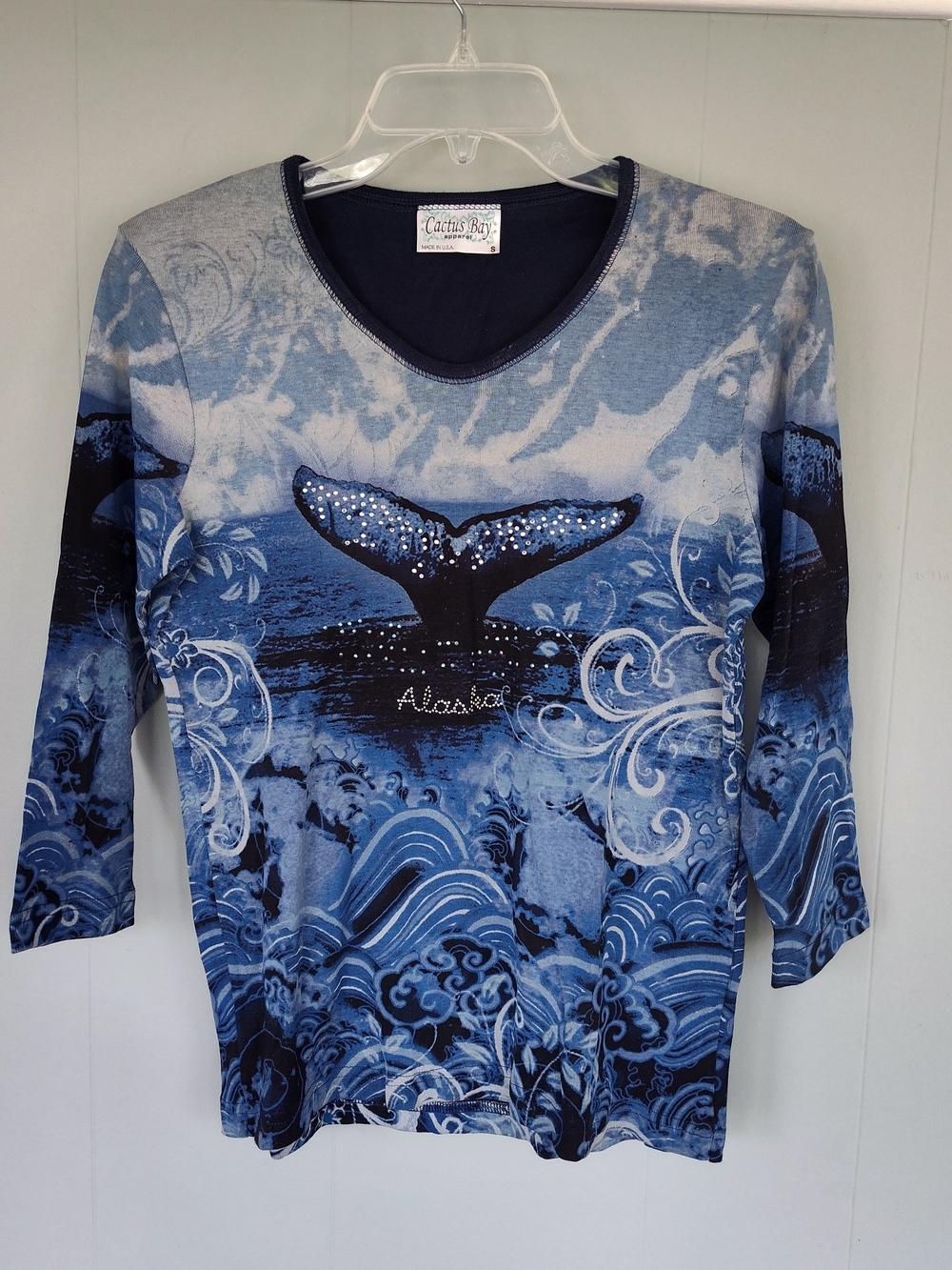 Vintage Blue Whale Tail Graphic Top - Made in USA